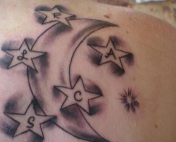 Moon and Star Tattoo Design for Girls