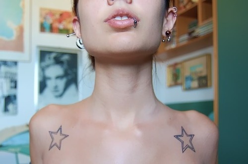 Tattoos Star on Both Shoulders