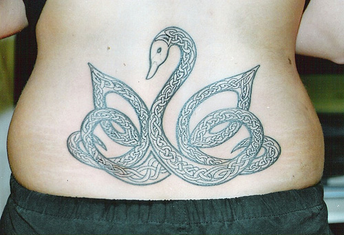 Cute Lower Back Swan Tattoo for Women