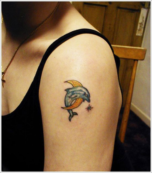 The lunar dolphin tattoo design