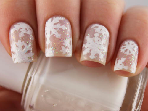 Transparent Snowflakes Nail Art