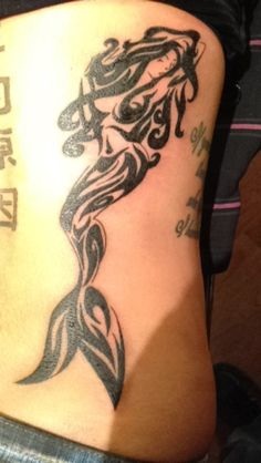 Tribal Mermaid Tattoo Design on Side