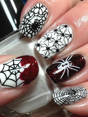 Web and Spiders Nail Art Designs