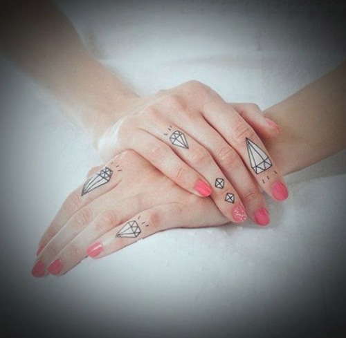 White Diamond Tattoo Designs On Finger