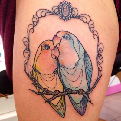Cute Love Birds Couple Tattoos