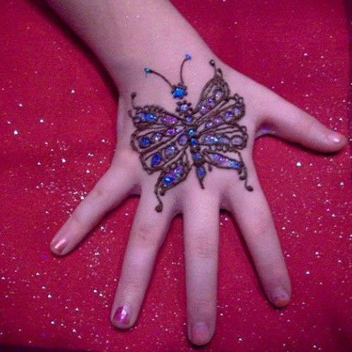 Butterfly Glitter Mehndi Design