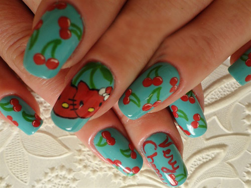 Cherry Hello Kitty Nail Art