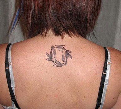 Girls Pisces Tattoo on Back