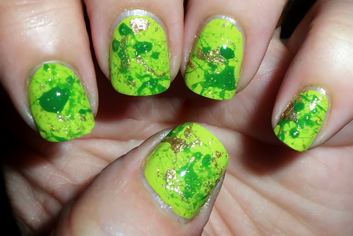 Glittering Green Nail Art