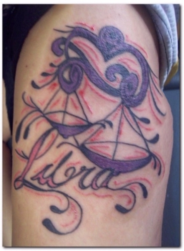Libra Zodiac Sign Tattoo Designs on Leg