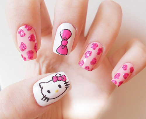 Pink Hello Kitty Nail Art