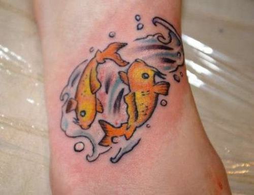 Pisces Zodiac Tattoo on Ankle
