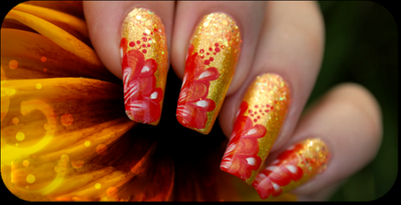 Red Sunflower Nail Art