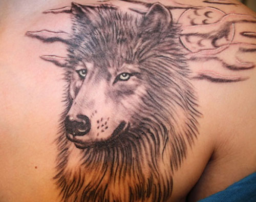 Geometric Wolf with Moon Temporary Tattoo  neartattoos