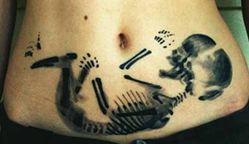 Skeleton Baby Weird Tattoo Designs