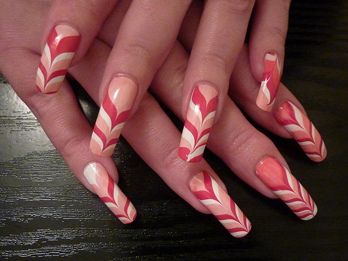 Valentine-inspired Water Marble Nail Art
