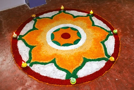 Colourful Rangolis Made On The Floor