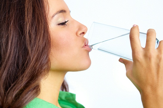 Drinking water woman