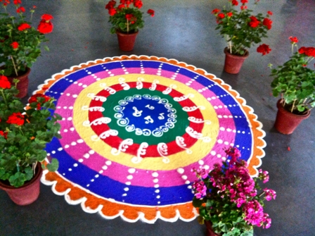 Multi-Coloured Marathi Rangoli Design