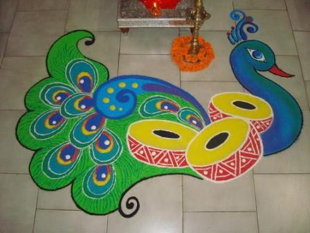 Peacock Gujarati Rangoli Design