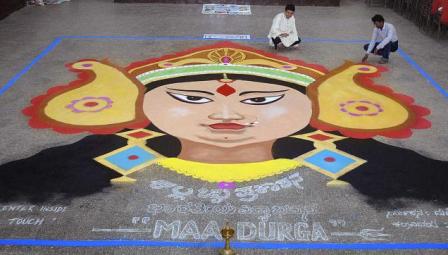 Goddess Durga Rangoli Design