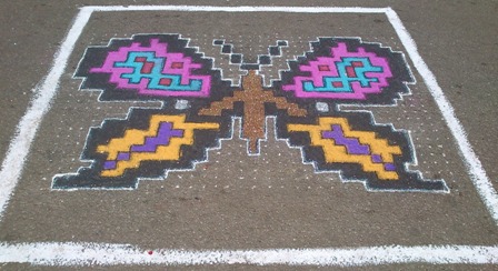 Dotted Lines Butterfly Rangoli Design