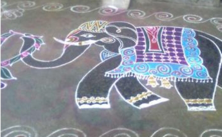Decorated Elephant Rangoli