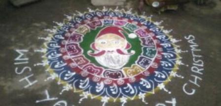 Christmas Wishes Rangoli Kolam