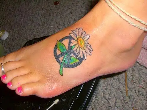 Colourful floral peace sign for Gail  Dollys Skin Art Tattoo Kamloops BC