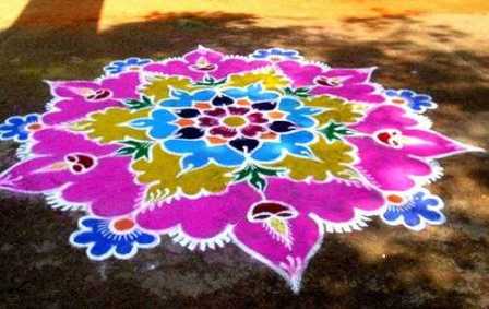 Freehand Flower Rangoli Designs for Sankranti