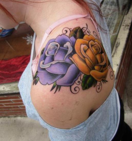 Temporary Large Roses Tattoo For Girls