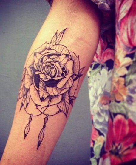Pencil Rose Temporary Tattoo Design