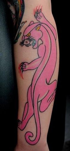 Pink Panther Tattoo Designs On Leg