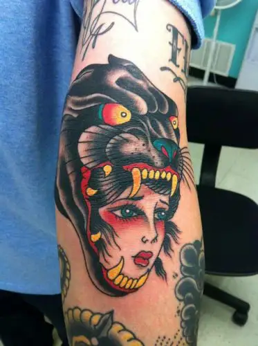 Traditional panther head  by Wes at Tattoo Joris Amsterdam  rtattoos