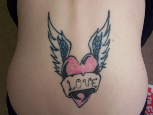 love tattoo design on lower back