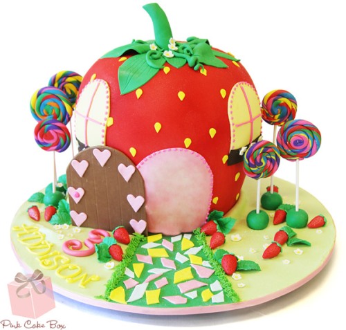 Strawberry House Birthday Cake