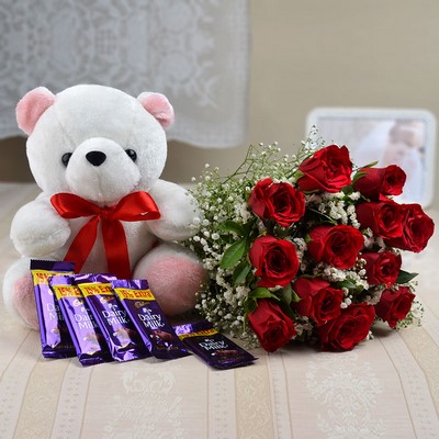 Flowers with Teddy Bear