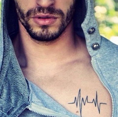 Heart Rate Tattoo For Men On Chest