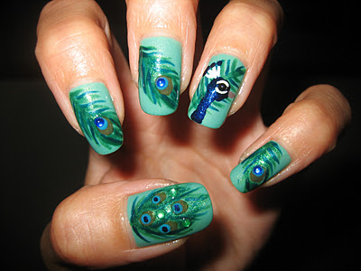 Beautiful Peacock Nail Art Designs 3