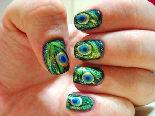 Beautiful Peacock Nail Art Designs 6