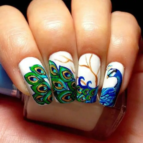 Beautiful Peacock Nail Art Designs 7