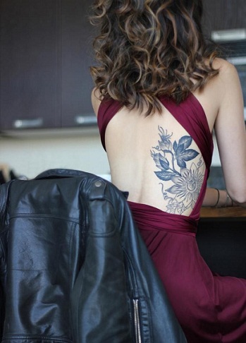 Semi- Back Tattoo Designs for Women