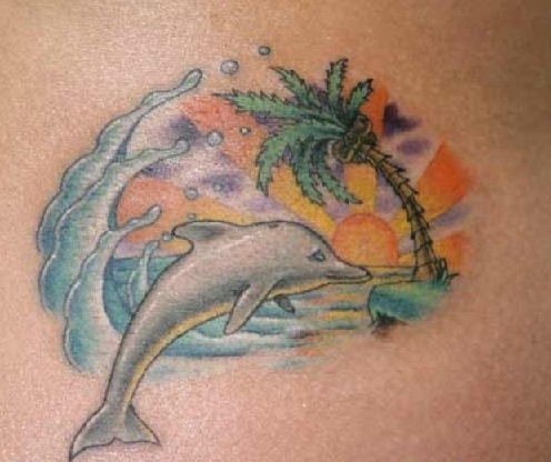 The Colorful and Celtic Dolphin Tattoo