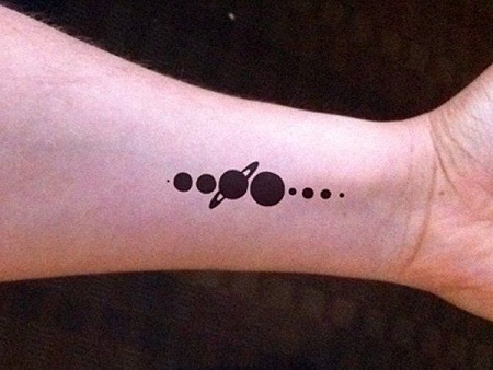 Very Small Solar System Tattoo On Wrist