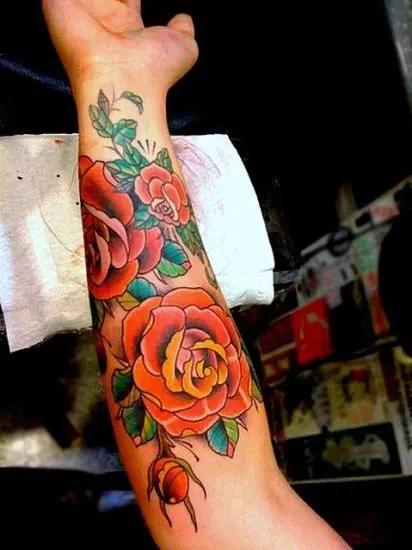 Red garden rose tattoo  Tattoogridnet