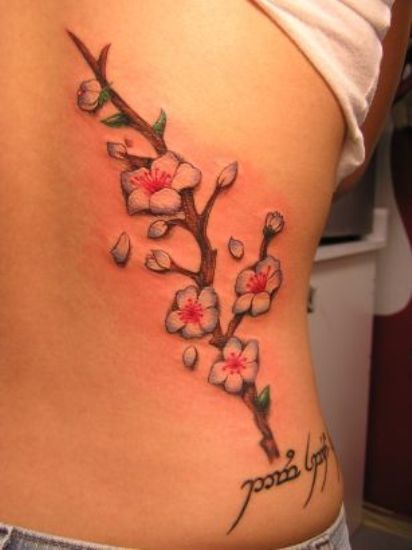 Branch Of Cherry Blossoms Tattoo Design