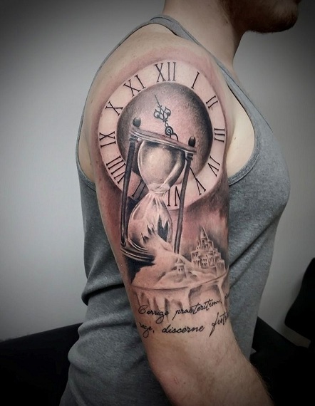 Pin by Mitchy Jye on sherwin  Clock tattoo sleeve Clock tattoo design  Hourglass tattoo  Clock tatt  Clock tattoo sleeve Hourglass tattoo Clock  tattoo design