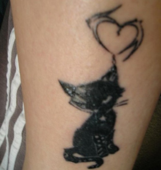 Cat With Love Tattoos