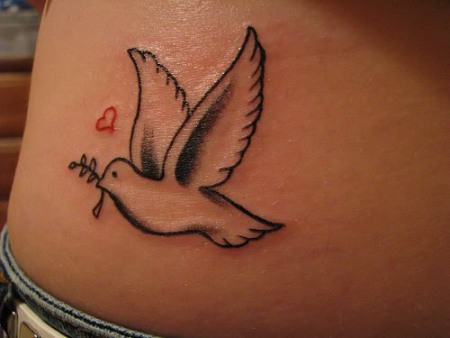 Cute Dove Tattoo Design On Hip