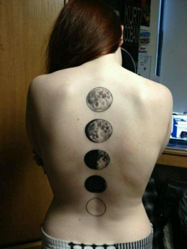 Full Moon Tattoos on Backbone Area